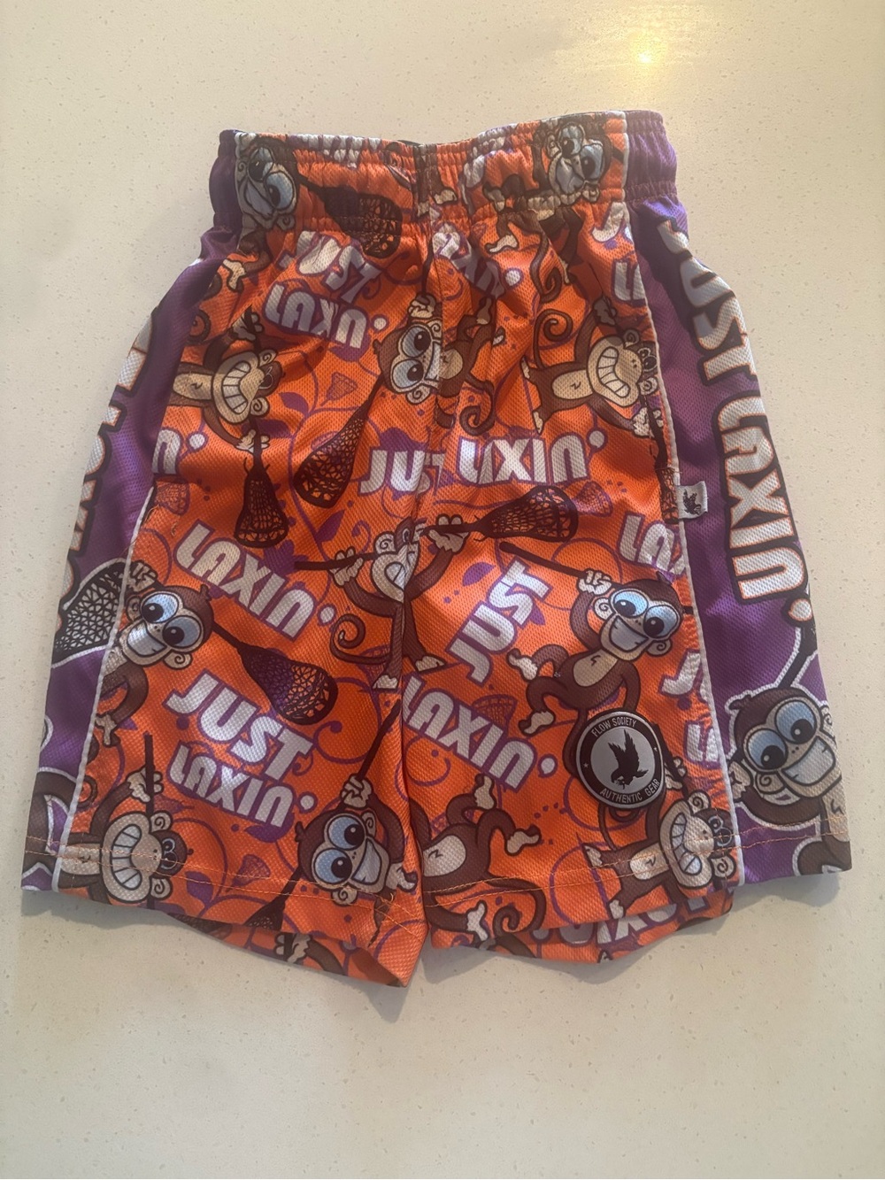 Kids Orange & Purple Monkey Print Athletic Shorts